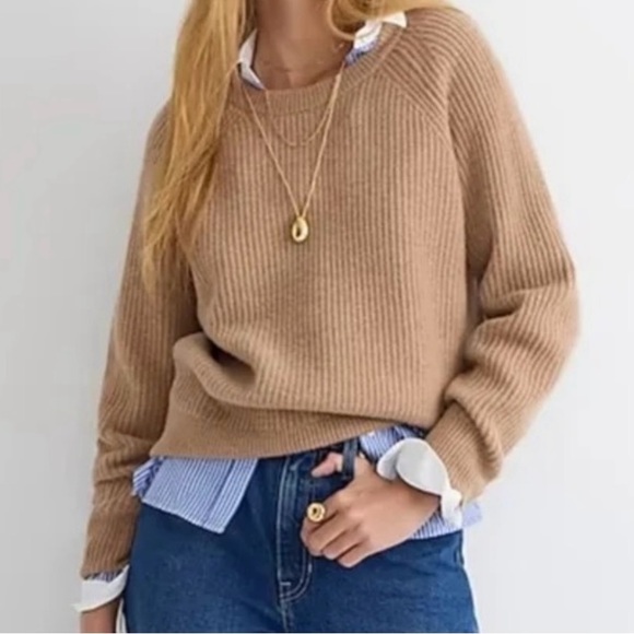J. Crew - Ribbed Cashmere Oversized Crewneck Sweater - Picture 1 of 4
